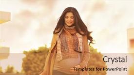  Presentation with pregnant woman in hospital - PPT theme enhanced with customer expectations - beautiful pregnant woman with shopping background and a  colored foreground