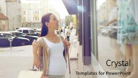  Presentation with motherhood - Colorful presentation design enhanced with customer expectations - pregnancy motherhood people and expectation backdrop and a mint green colored foreground