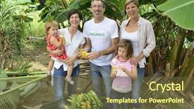  Presentation with plantation - PPT layouts with customer family in banana background and a tawny brown colored foreground