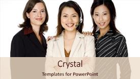  Presentation with team group - Cool new presentation with customer feedback - diverse business team standing backdrop and a  colored foreground