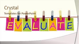  Presentation with laundry - Slide deck consisting of customer feedback - evaluate word on laundry hook background and a cream colored foreground