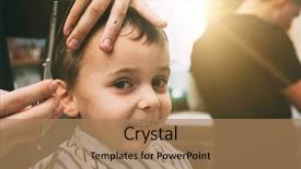  Presentation with hairdressing salon - Amazing presentation theme having customer first - child is being cut hairstyles backdrop and a coral colored foreground