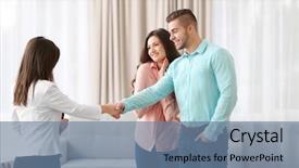  Presentation with shaking hands - Amazing presentation theme having customer first - man shaking hands with estate backdrop and a seafoam green colored foreground