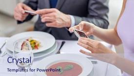  Presentation with food technology - Slide deck with customer first - people leisure eating and technology background and a lemonade colored foreground