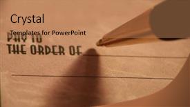  Presentation with pen - Slide set featuring customer focus - blank check with pen background and a coral colored foreground