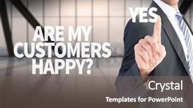  Presentation with finger - PPT theme with customer focus - businessman pointing with his finger background and a gray colored foreground