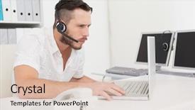  Presentation with call center agent reporting - Presentation theme consisting of customer focus - call center agent background and a lemonade colored foreground