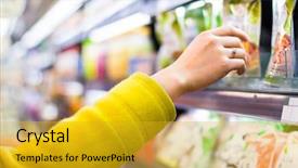  Presentation with merchandise - Amazing PPT theme having customer focus - closeup selection of merchandise backdrop and a gold colored foreground