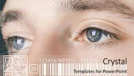  Presentation with digital data a human eye - Presentation design with customer focus - human eyes with integrated codes background and a lemonade colored foreground