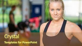  Presentation with athlete - Colorful theme enhanced with customer focus - portrait of beautiful female athlete backdrop and a tawny brown colored foreground