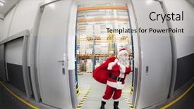  Presentation with santa claus and reindeers - Cool new presentation theme with customer gift distributed - santa claus with red sack backdrop and a  colored foreground