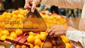  Presentation with stand - PPT theme consisting of customer-holding-two-bags background and a gold colored foreground