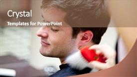  Presentation with hairdressing salon - Amazing PPT layouts having customer in a hairdressing salon backdrop and a tawny brown colored foreground