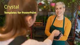  Presentation with credit card - Slides featuring customer-in-the-flower-shop background and a tawny brown colored foreground