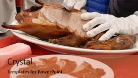  Presentation with chinese restaurant - PPT theme consisting of customer inside chinese restaurant background and a  colored foreground