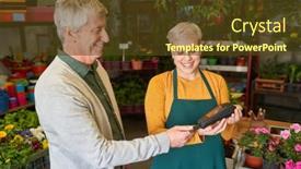  Presentation with cashless - PPT layouts featuring customer-making-cashless-payment background and a tawny brown colored foreground