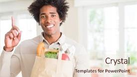  Presentation with generational african american culture and food - Presentation theme featuring customer mind - african american man holding groceries background and a lemonade colored foreground