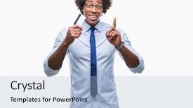  Presentation with happy birthday card brother - Audience pleasing theme consisting of customer mind - afro american man holding credit backdrop and a  colored foreground