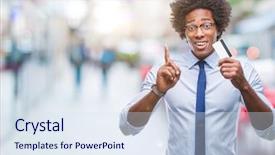  Presentation with formula one car - PPT theme enhanced with customer mind - afro american man holding credit background and a  colored foreground