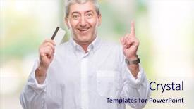  Presentation with formula one car - Cool new PPT layouts with customer mind - handsome senior man holding credit backdrop and a sky blue colored foreground