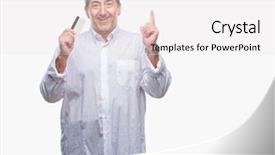  Presentation with credit card - Presentation theme enhanced with customer mind - handsome senior man holding credit background and a white colored foreground