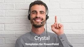  Presentation with brick wall - Beautiful PPT layouts featuring customer mind - young adult man over brick backdrop and a gray colored foreground