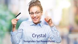  Presentation with african american teenager girl - PPT theme consisting of customer mind - young african american girl holding background and a sky blue colored foreground