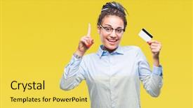  Presentation with african american girl power business - PPT theme featuring customer mind - young african american girl holding background and a yellow colored foreground