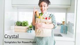  Presentation with african american teenager girl - Presentation design with customer mind - young african american girl holding background and a light gray colored foreground