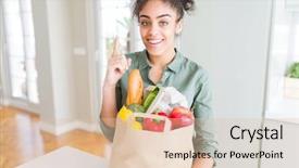  Presentation with african american teenager girl - Audience pleasing presentation design consisting of customer mind - young african american girl holding backdrop and a lemonade colored foreground