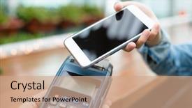  Presentation with pay - Presentation enhanced with customer pay by mobile phone background and a coral colored foreground