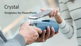  Presentation with nfc - Presentation design enhanced with customer pay by smart phone background and a light gray colored foreground