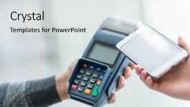  Presentation with pay - Presentation design having customer pay by smart phone background and a light gray colored foreground