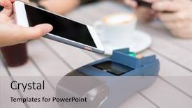  Presentation with pos - Audience pleasing presentation consisting of customer pay on pos machine backdrop and a light gray colored foreground