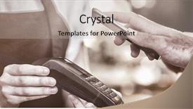  Presentation with nfc technology - Audience pleasing presentation design consisting of customer paying bill through smartphone backdrop and a soft green colored foreground