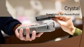  Presentation with nfc technology - Slide deck featuring customer paying credit card background and a coral colored foreground