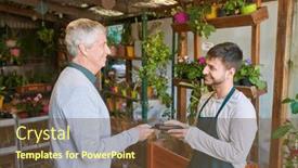  Presentation with terminal - Presentation theme having customer-pays-by-credit-card background and a tawny brown colored foreground