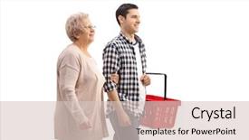  Presentation with walking - Beautiful PPT layouts featuring customer profile - mature woman walking backdrop and a lemonade colored foreground