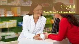  Presentation with pharmacy - Presentation theme consisting of customer-purchases-from-a-pharmacist background and a tawny brown colored foreground