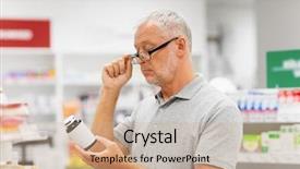  Presentation with drug pharmacy - Slides consisting of customer reading label on jar background and a coral colored foreground