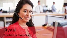  Presentation with centre d appel - PPT layouts enhanced with customer relations - hispanic woman working background and a red colored foreground