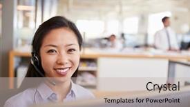  Presentation with asian - Audience pleasing PPT layouts consisting of customer relations - young asian woman working backdrop and a soft green colored foreground