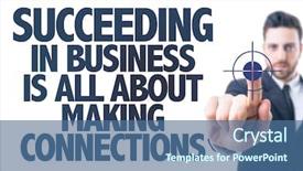  Presentation with connections - Presentation theme consisting of customer relations management - business man pointing the text background and a ocean colored foreground