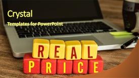  Presentation with 3d cube - Amazing theme having customer relations management - real price written backdrop and a wine colored foreground