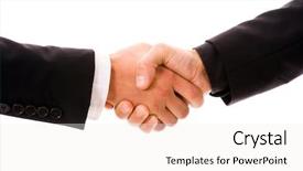 Presentation with hand shake - Amazing presentation theme having customer relationship - business men hand shake backdrop and a sky blue colored foreground