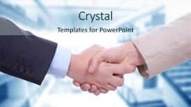  Presentation with handshake - Audience pleasing PPT layouts consisting of customer relationship - business men in a handshake backdrop and a sky blue colored foreground