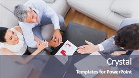  Presentation with salesman - Slides having customer relationship - salesman making his pitch background and a gray colored foreground