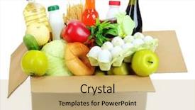  Presentation with box - Presentation theme consisting of customer requirements - box with products isolated background and a  colored foreground