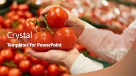  Presentation with supermarket - PPT theme with customer-s-hand-holds-fresh background and a red colored foreground