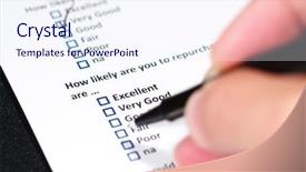  Presentation with survey - Beautiful theme featuring customer satisfaction with checkbox backdrop and a sky blue colored foreground